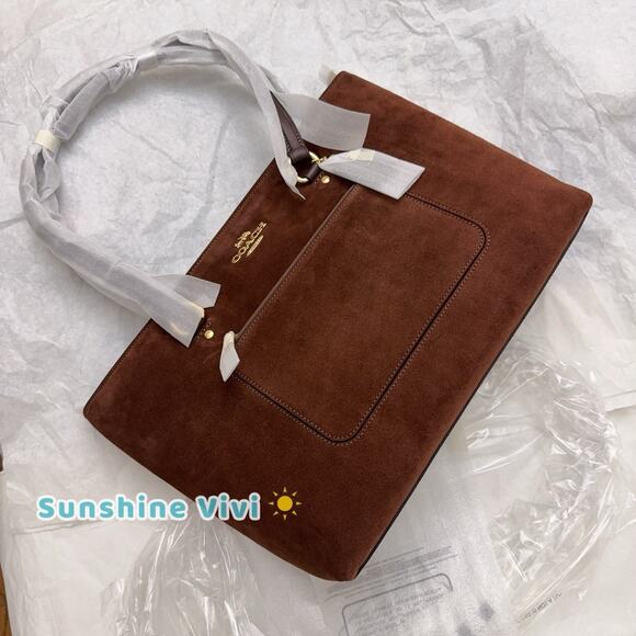 NWT COACH CCC77 Station Tote Bag suede, Vintage Brown Holiday Gift - Picture 10 of 11